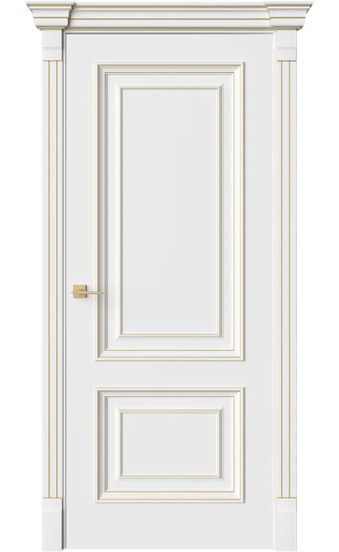 ESTET Genesis GE3M თეთრი კლასიკური შიდა კარი ოქროს დეკორით